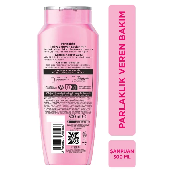 L 'oreal Paris Elseve Glycolic Gloss Parlaklık Veren 300 Ml Şampuan - Görsel 2
