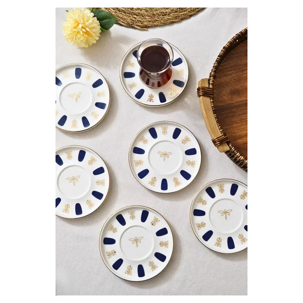 Tabak Evi Acem Zade Lacivert 12.5 cm 6'lı Çay Tabağı - Görsel 3