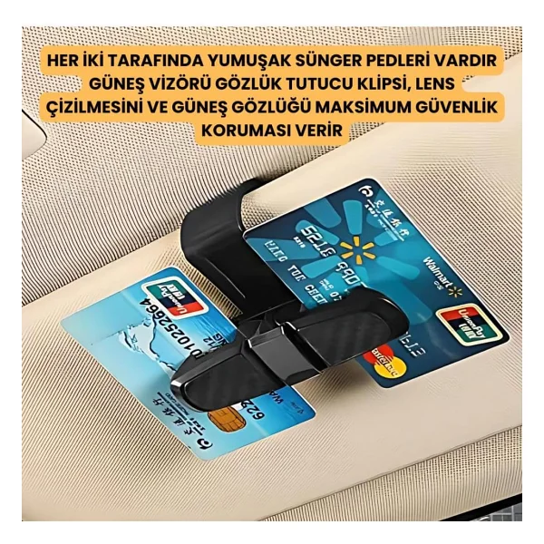 Coofbe Klipsli 180 Derece Döner Klipsli Araç İçi Gözlük Tutucu Kart Tutucu Oto Araç Gözlük Tutacagi - Görsel 3