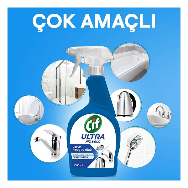 Cif Ultra Hız & Güç Kireç Sökücü Sprey 1000 Ml - Görsel 8