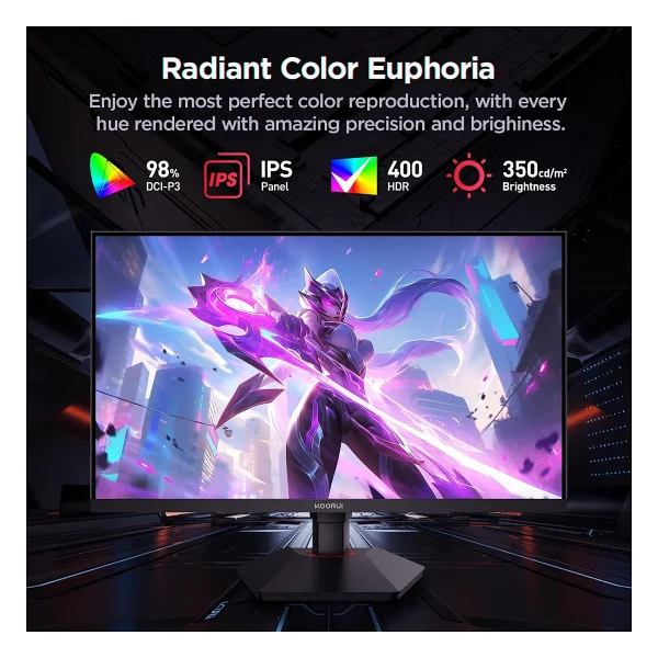 Koorui G2721E 27" 1 ms 2K Pivot IPS 320 Hz Oyuncu Monitörü - Görsel 4