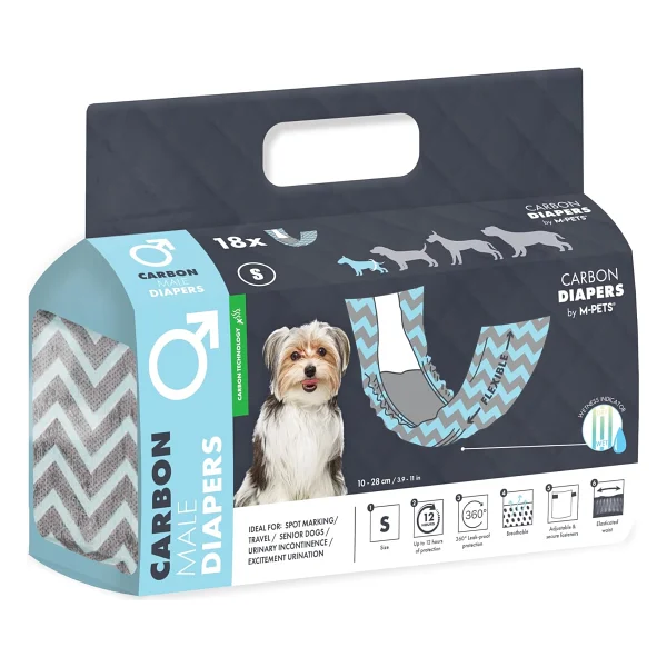 M-Pets Carbonlu Dıapers Erkek Köpekler İçin Külot (S) 18li - Görsel 7