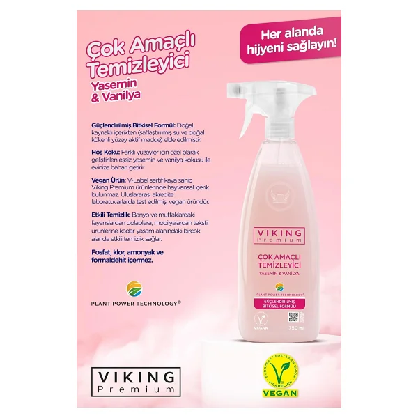 Viking Premium Yasemin & Vanilya 750 ml 3'lü Çok Amaçlı Temizleyici - Görsel 2