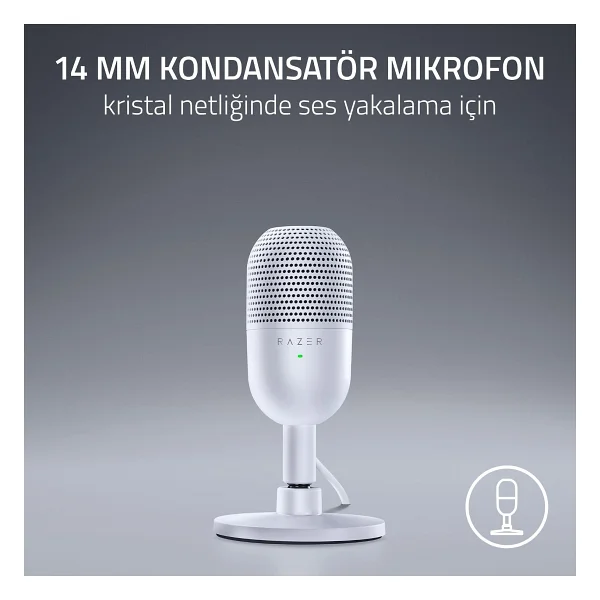 Razer Seiren V3 Mini Ultra Kompakt Beyaz USB Mikrofon - Görsel 2