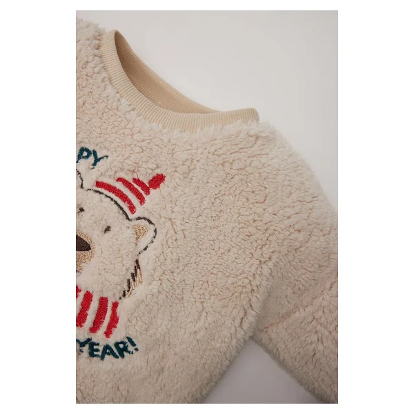 DeFacto Erkek Bebek Bisiklet Yaka Yılbaşı Temalı Pelüş Sweatshirt D6594a524wn - Görsel 2