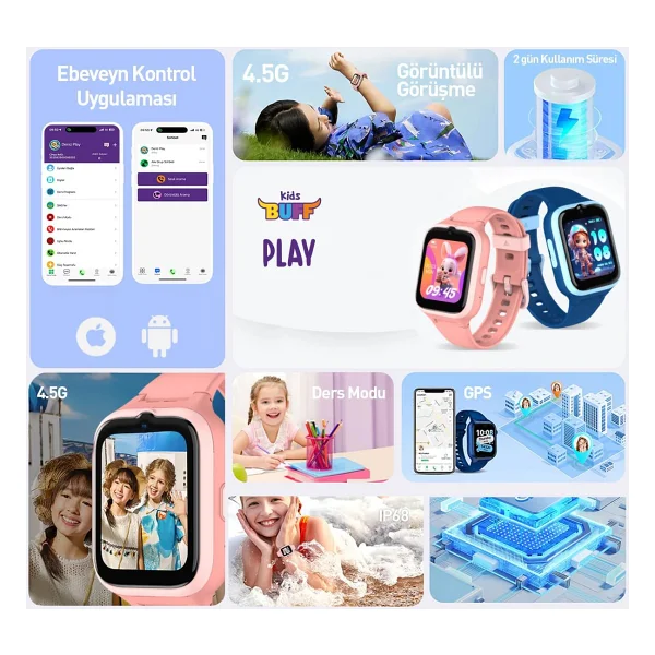 Buff Kids Watch Play Pembe Akıllı Çocuk Saati - Görsel 2