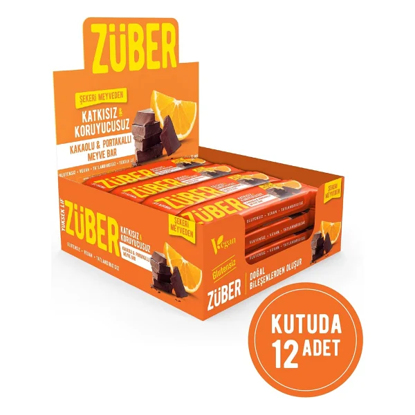 Züber Kakaolu ve Portakallı Meyve Bar 40g x 12 Adet - Görsel 2