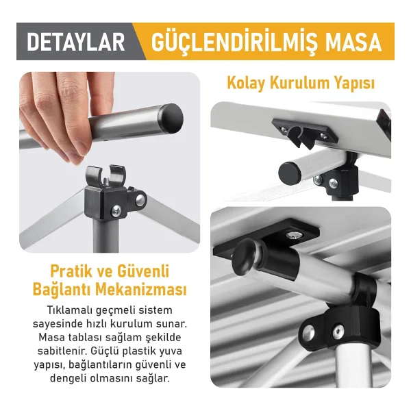 Haegs 70x70 cm Alüminyum Katlanır Kamp Masası - Görsel 5