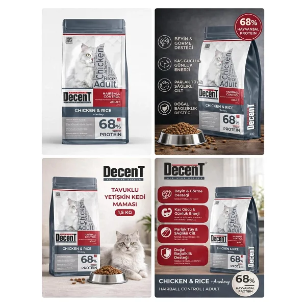 Decent Tuklu Yetişkin Kedi Sı 1,5 Kg Control Tuk & Pirinç Yetişkin Kedi Sı - Görsel 3