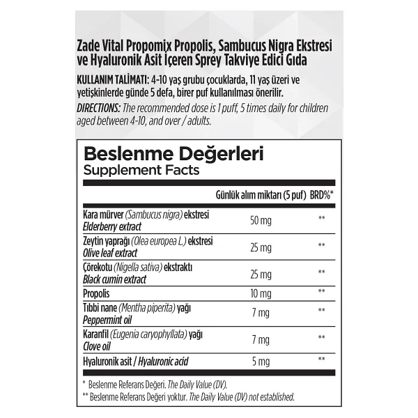 Zade Vital Propomix Sprey 20 ml - Görsel 3