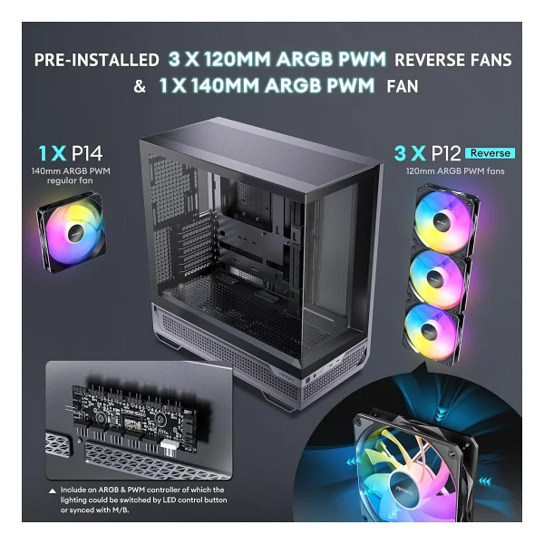 Antec C7 ARGB Fanlı E-ATX Oyuncu Kasası - Görsel 5