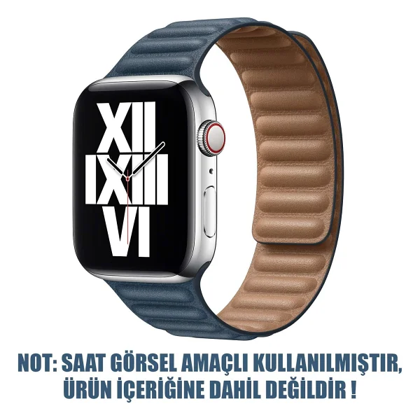 Microsonic Apple Watch Ultra Lacivert Leather Link Kordon - Görsel 2