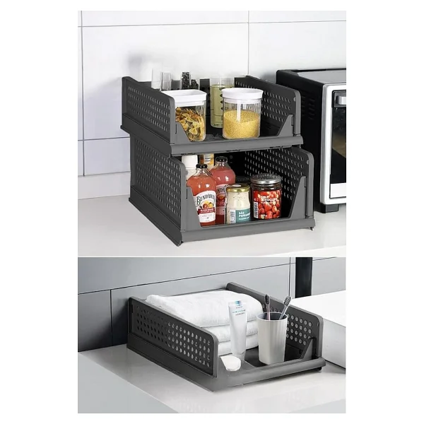 Mithra Life 3 Lü Kayar Raf Organizer Gri Dolap İçi Kıyafet Aksesuar Düzenleyici 45x35 Cm Mıt1263 - Görsel 3
