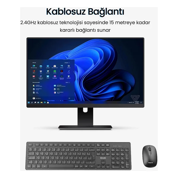Philips Spt6318 Kablosuz Klavye Mouse Seti - Görsel 2