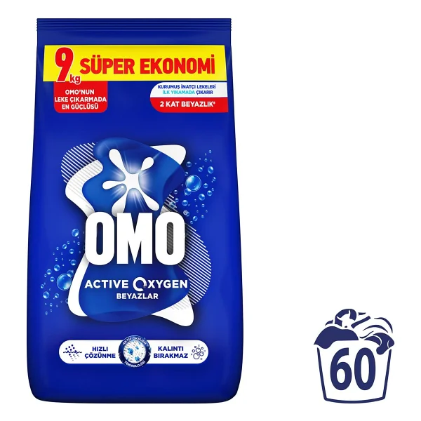 Omo Active Oxygen Beyazlar için 9 kg Toz Deterjan - Görsel 2