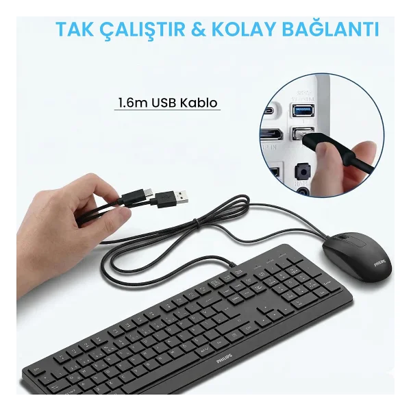 Philips Spt6238 Kablolu Klavye Mouse Seti - Görsel 6