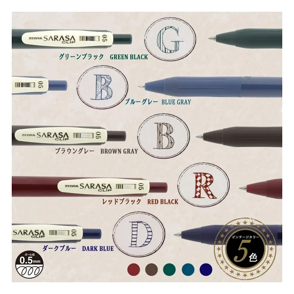 ZEBRA Sarasa Clip Vintage Seri 1 Set 0,5MM 5 Li Pet - Görsel 3