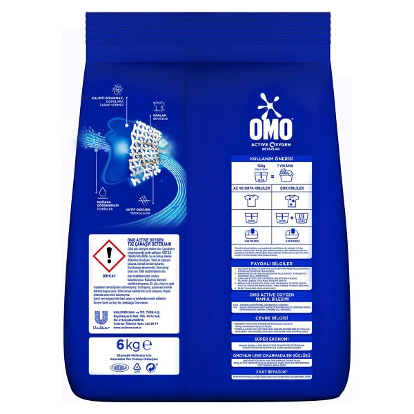 Omo Active Oxygen Beyazlar İçin 6 Kg Toz Deterjan - Görsel 3