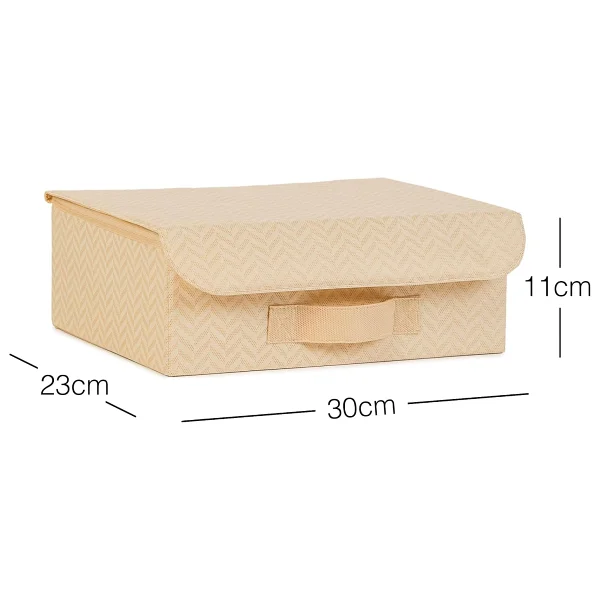 Ocean Home Textile Çekmece İçi Bej Balıksırtı Kapaklı Kutu 30 x 23 x 11 cm - Görsel 2