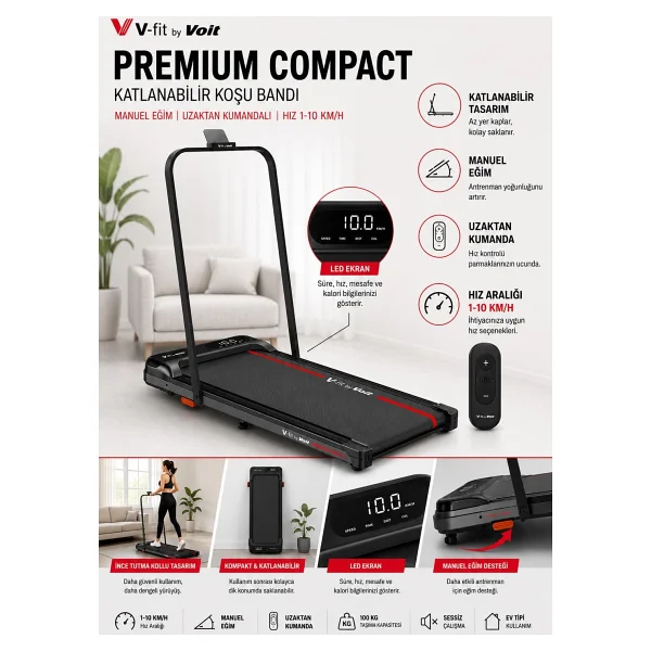 Voit Premium Compact Katlanabilir Koşu Bandı - Görsel 2