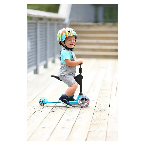 Micro Mini 3 İn 1 Deluxe Mmd011 Turkuaz 3 Tekerlekli Oturaklı Çocuk Scooter - Görsel 5