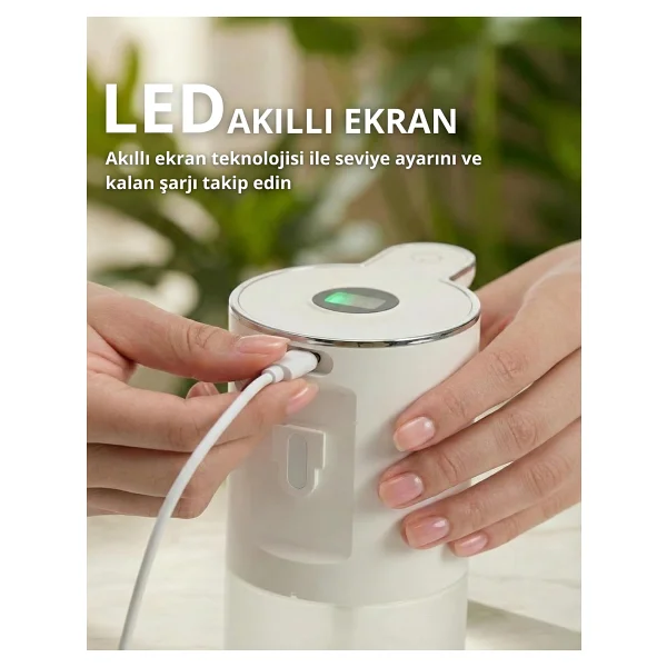 Evo House Otomatik Sensörlü Köpük Sıvı Sabunluk - Şarjlı- Dijital LED Ekran - Duvara Monte - P18s Model (Beyaz) - Görsel 3