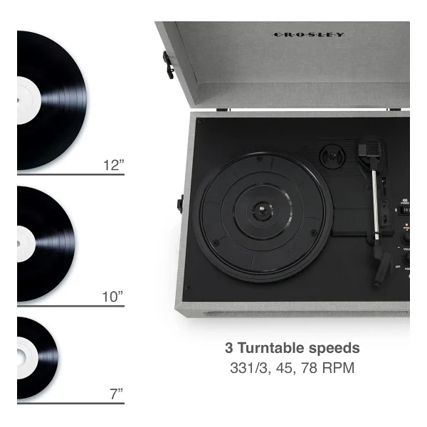Crosley Voyager Vintage Gri Çantalı Retro Pikap - Görsel 4