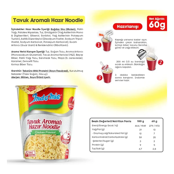 Indomie Bardak Tavuklu Noodle Koli 24'lü (60 Gr x 24 Adet) - Görsel 2