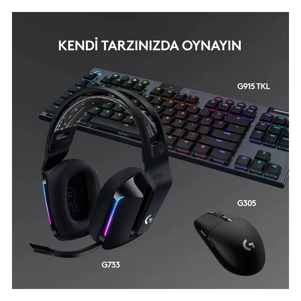 Logitech G733 Lightspeed RGB 7.1 Kablosuz Kulak Üstü Oyuncu Kulaklığı - Görsel 8