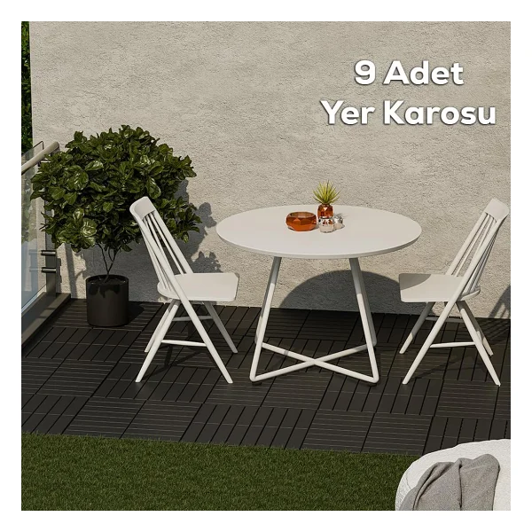 Porsima 1066 Bahçe Balkon Teras Banyo Paspası 9lu Zemin Karosu Antrasit - Görsel 7