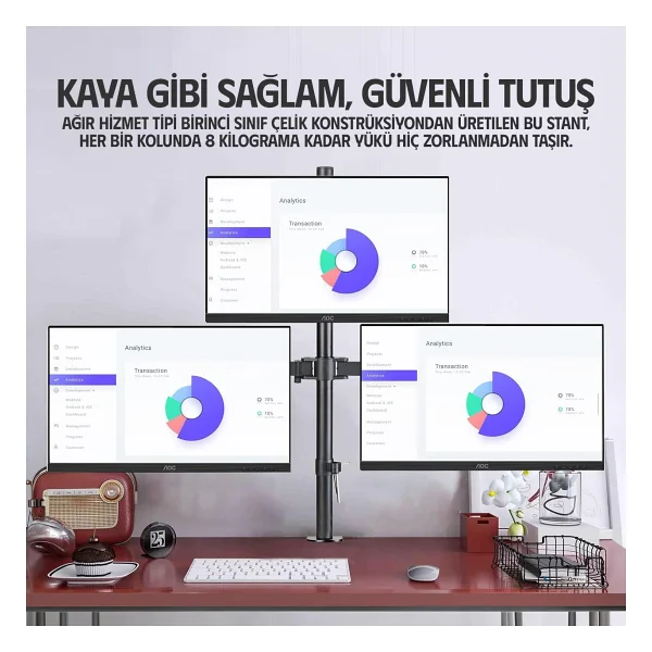 Ergoflex Ef53 13-27 İnç Üç Kollu Monitör Standı - Görsel 2