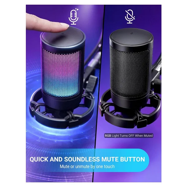 Fifine Ampligame A6v Siyah RGB USB Yayıncı Mikrofonu - Görsel 4