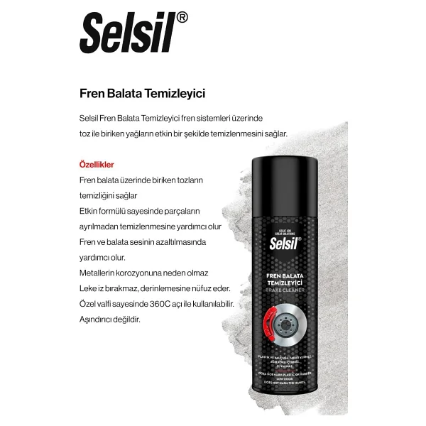 Selsil Fren Balata Temizleyici Sprey 500 Ml, 17 Al 15 Öde Ve Rosie Pamuk 500 ML - Görsel 2