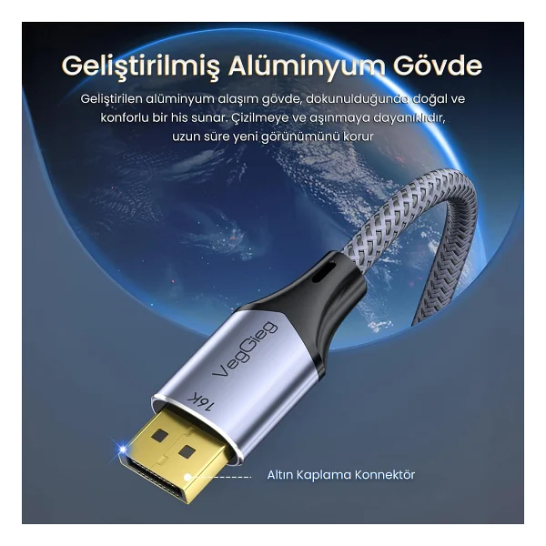 Veggieg V-H922 1 M 16k Displayport Kablo - Görsel 2