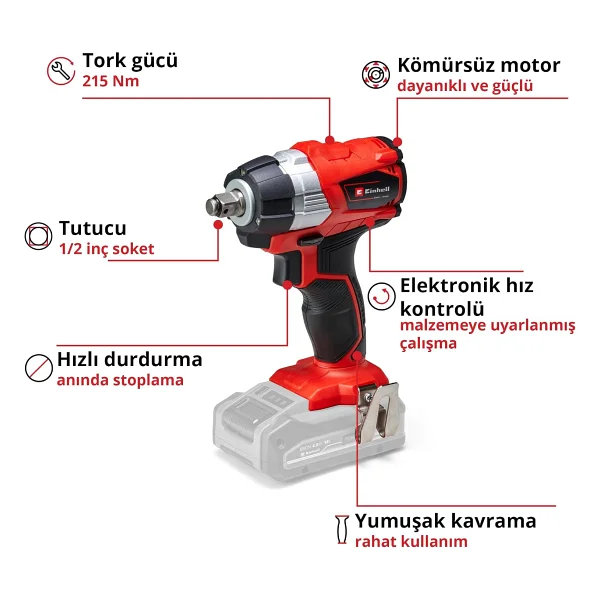 Einhell Tp-Cw 18 Li Bl Darbeli Somun Sıkma Makinesi - Görsel 3
