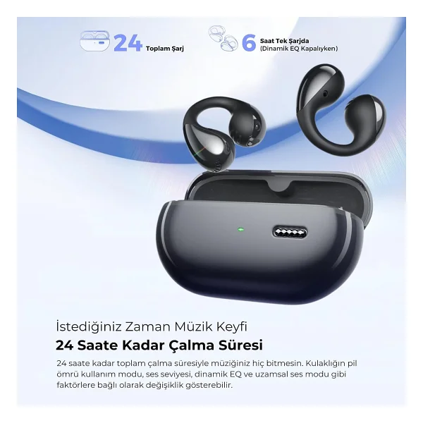 Soundpeats Pearlclip Pro TWS Siyah Open Ear Bluetooth Kulaklık - Görsel 5