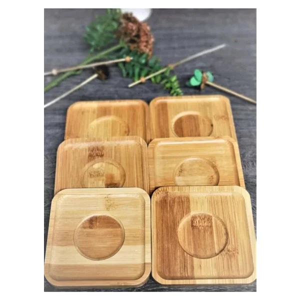 Bambu Çay Tabağı Altlığı, Kare Şekilli, Bej, Elde Yıkama Önerilen, Bulaşık Makinesi Uygun Değil, 10 x 10 cm, 6 Parça - Görsel 4