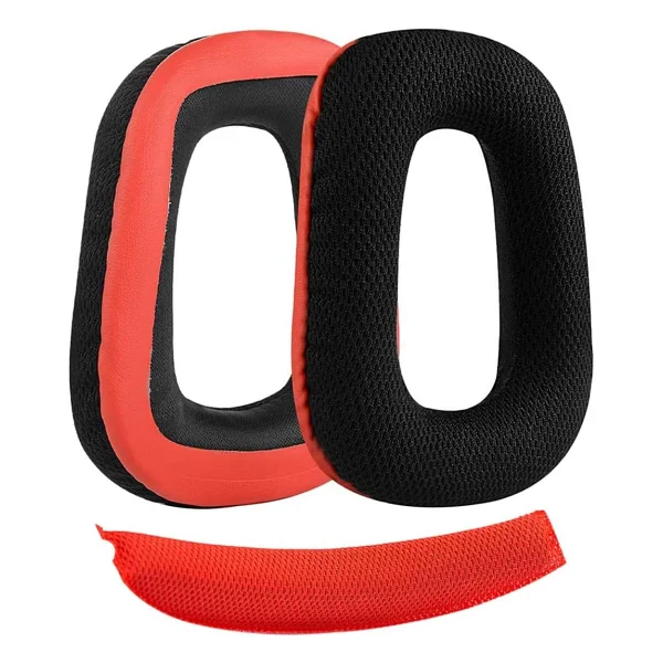 Logitech uyumlu G930 G430 F450 G432 G431 G332 G231 G230 ile uyumlu Kulaklık Pedi Seti Kulaklık Süngeri ve Kafa Bandı kulaklık süngeri yastığı (Siyah - Kırmızı Kumaş Sünger + Kırmızı Kafa Bandı) - Görsel 7
