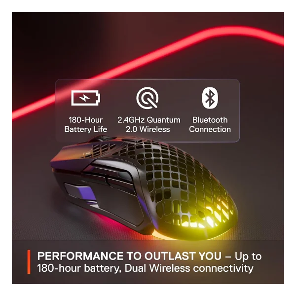 Steelseries Aerox 5 RGB Şarjlı Optik Kablosuz Oyuncu Mouse - Görsel 8