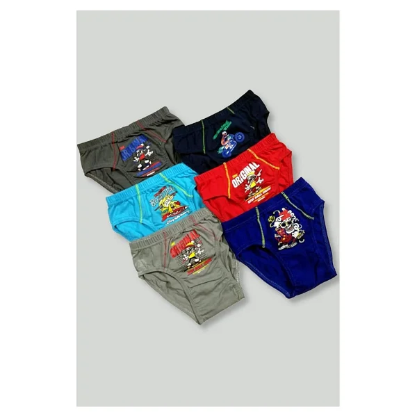 Tutku İç Giyim Erkek Çocuk Desenli Slip Külot 6 lı Paket 3-4 yaş Karışık - Görsel 2