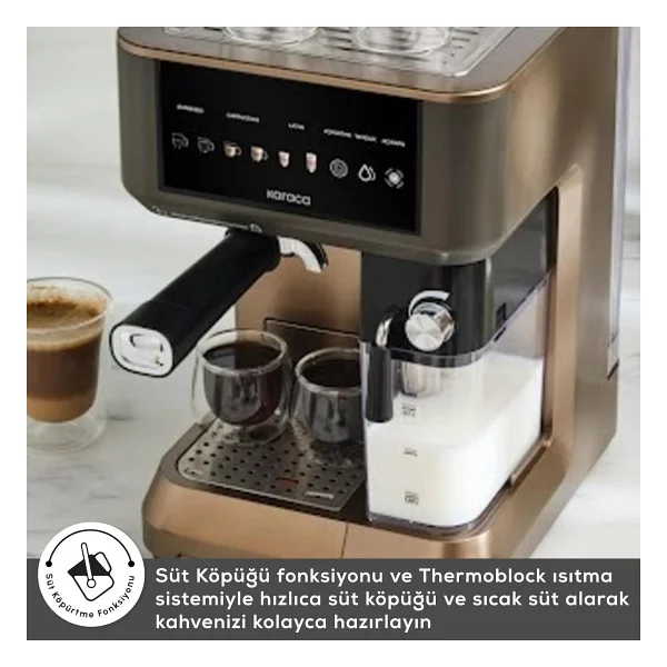 Karaca MyCaffe Barista S10 Walnut Brown Yarı Otomatik Espresso Makinesi - Görsel 7