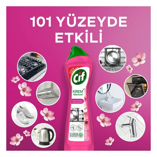 Cif Krem Sakura Mutfak Banyo Temizleyici 500 Ml - Görsel 7