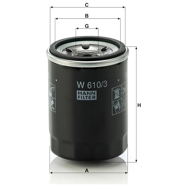 MANN-FILTER W 610/3 Yağ Filtresi (Fiat) - Görsel 3