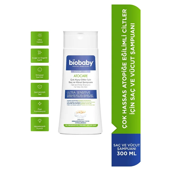 BioBaby Atopik Ciltler İçin Bebek Saç ve Vücut Şampuanı 300 ml - Görsel 3