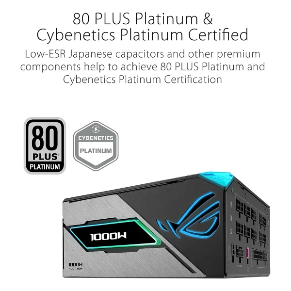 Asus ROG-Thor-1000P3 1000W 80+ Platinum Manyetik OLED Ekran Power Supply PCI-E 5.0 - Görsel 9