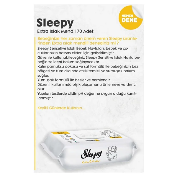 Sleepy Extra 70 Yaprak Islak Bebek Havlusu - Görsel 2