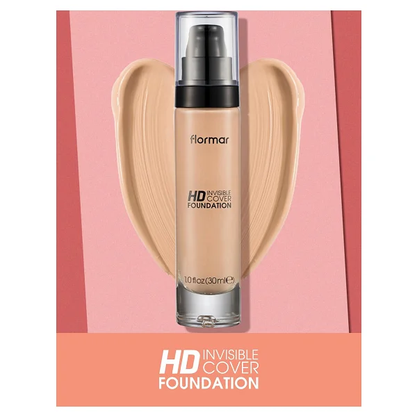 Flormar Invisible Cover HD Yarı Parlak Bitişli Spf 30 080 Soft Beige 30 Ml Likit Fondöten - Görsel 7