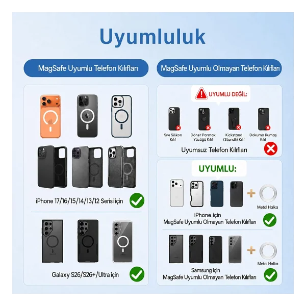 Bix Tch04 Magsafe Vakumlu Manyetik Araç Telefon Tutucu - Görsel 6