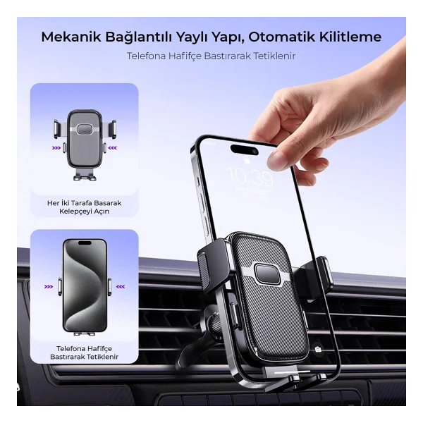 Kingma Metal Kancalı Havalandırma Destekli Araç İçi Telefon Tutucu - Görsel 5