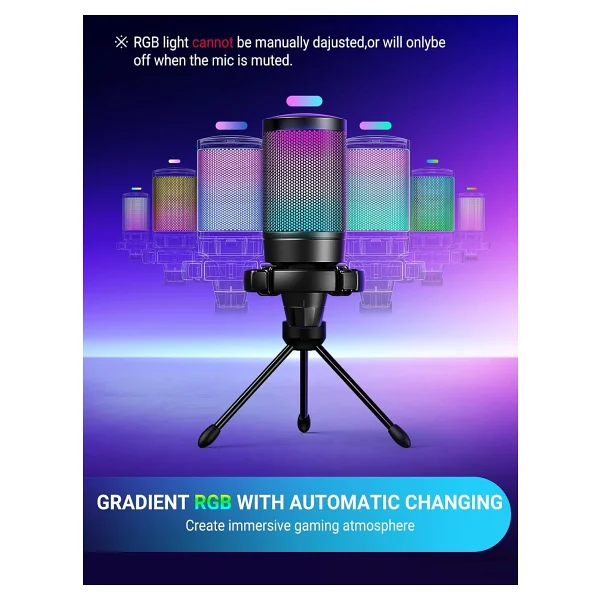 Fifine Ampligame A6v Siyah RGB USB Yayıncı Mikrofonu - Görsel 6